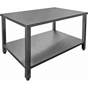 TABLE INOX SOUDEE CENTRALE AVEC ETAGERE 