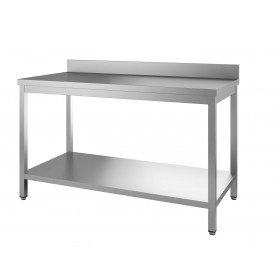 TABLE INOX 304 DEMONTABLE ADOSSEE AVEC ETAGERE 