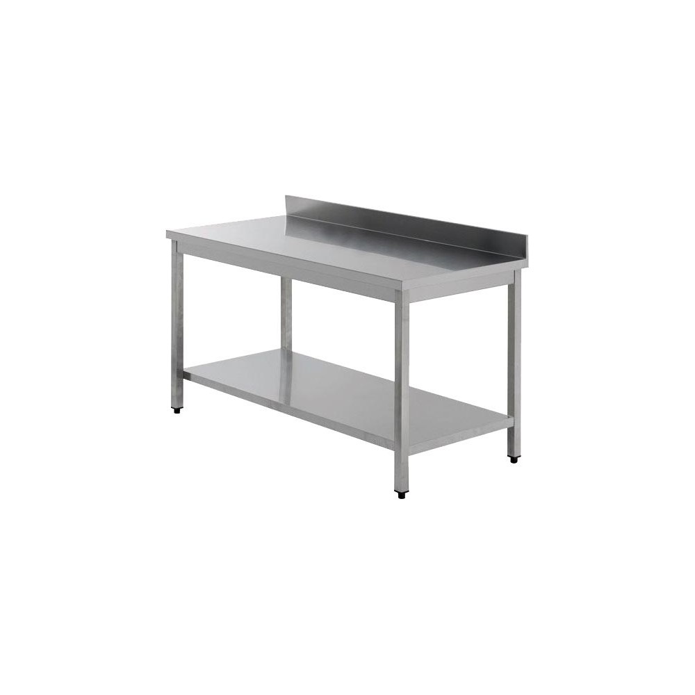 TABLE INOX SOUDEE ADOSSEE AVEC ETAGERE Hauteur (en mm):850 TABLE INOX SOUDEE ADOSSEE AVEC ETAGERE Hauteur (en mm):850