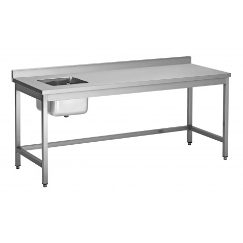 TABLE DU CHEF ADOSSEE INOX 304 SOUDEE,  Largeur (en mm):700 Position du bac:DROITE