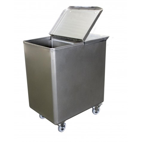 BAC SEL/FARINE INOX 304, 130L, AVEC COUVERCLE 