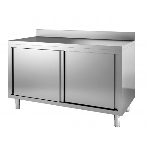 MEUBLE BAS INOX ADOSSE, P. COULISSANTES   