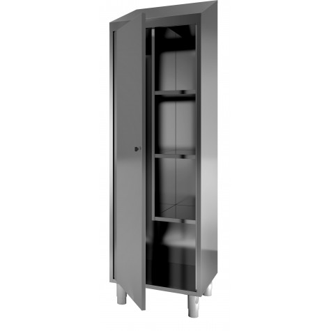 ARMOIRE BALAIS INOX 304 1 PORTE, TOIT 