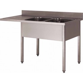 PLONGE INOX 304 DEMONTABLE ENCASTREMENT LV,2 BACS 