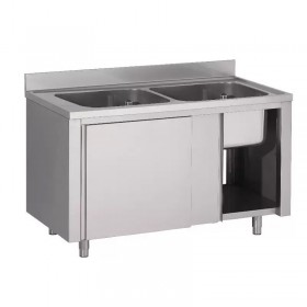 PLONGE PLACARD INOX 304 2 BACS 500X400X250 MM   Egouttoir:AUCUN