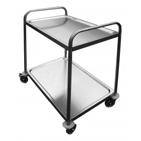 DESSERTE SOUDEE INOX 304, 2 PLATEAUX 4 ROUES 