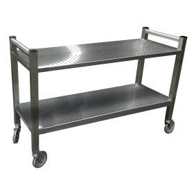 CHARIOT INOX 2 PLATEAUX PERFOREES 1230X460 