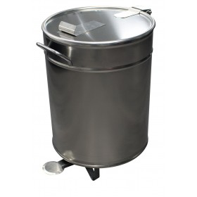 BAC A DECHETS 50L INOX ROULANT (2 ROULETTES FIXES) 