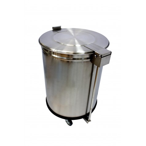 BAC A DECHETS 105L INOX ROULANT (2 ROULETTES) 