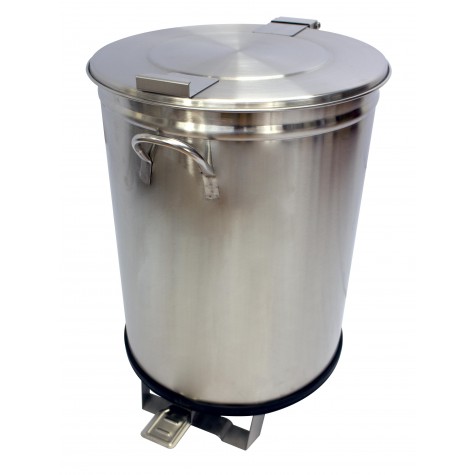 BAC A DECHETS 50L INOX ROULANT (2 ROULETTES FIXES) 