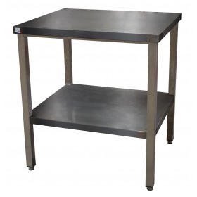 TABLE CENTRALE INOX 780X660 H-850MM AVEC ETAGERE 