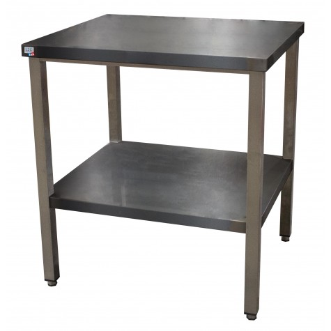 TABLE CENTRALE INOX 780X660 H-850MM AVEC ETAGERE 