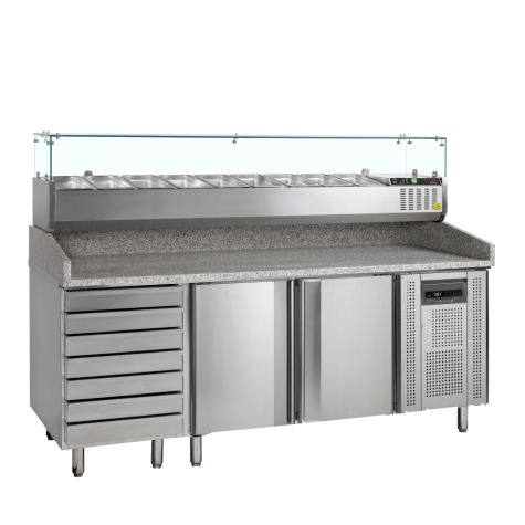 Table à pizza avec module pour garniture PT1310 + GVC38-200 2 p