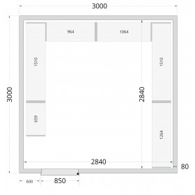 Panneaux de chambre froide 120 mm CR 300x300x220 WD