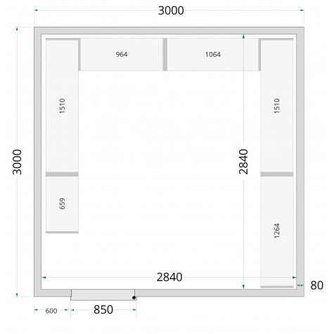 Panneaux de chambre froide 120 mm CR 300x300x220 WD