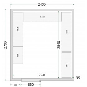 Panneaux de chambre froide 120 mm CR 240x270x220 WD