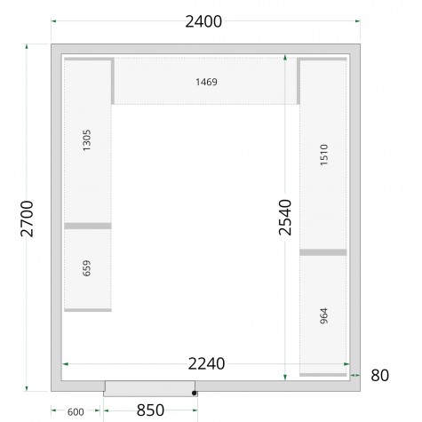 Panneaux de chambre froide 120 mm CR 240x270x220 WD