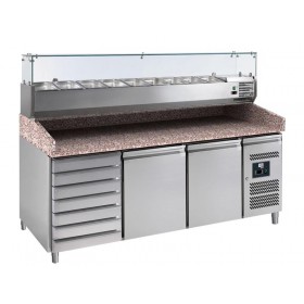 MEUBLE PIZZAS 2 P. 600X400MM+7TIROIRS, +2/+8°C 